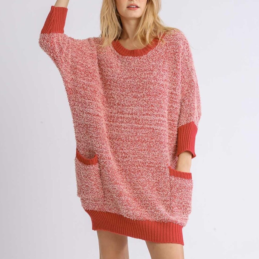 Umgee Rose Berry Sweater Dress Tunic
